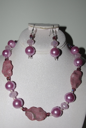 +MBAHB #009-143  "One Of A Kind Purple & Pink Bead Necklace & Earring Set"
