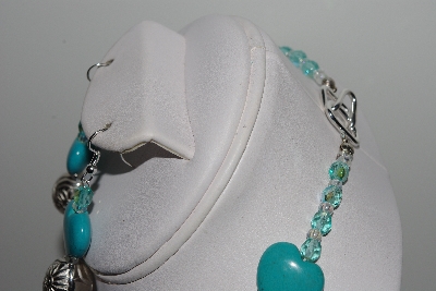 +MBAHB #009-120  "One Of A Kind Blue Bead Necklace & Earring Set"
