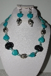 +MBAHB #009-120  "One Of A Kind Blue Bead Necklace & Earring Set"