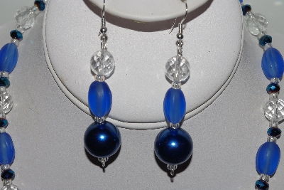 +MBAHB #009-080  "One OF A Kind Blue Bead Necklace & Earring Set"