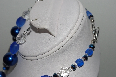 +MBAHB #009-080  "One OF A Kind Blue Bead Necklace & Earring Set"
