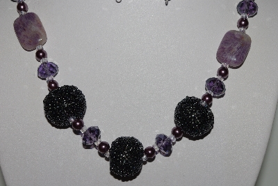 +MBAHB #009-050  "One Of A Kind Purple Bead Necklace & Earring Set"