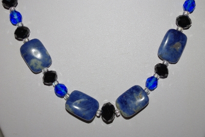 +MBAHB #013-190  "One Of A Kind Lapis Gemstone & Bead Necklace & Earring Set"