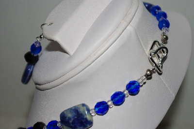+MBAHB #013-190  "One Of A Kind Lapis Gemstone & Bead Necklace & Earring Set"