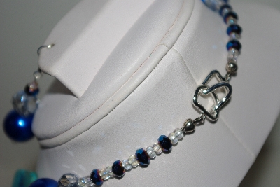+MBAHB #013-098  "One Of A Kind Blue Bead Necklace & Earring Set"