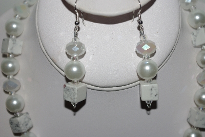+MBAHB #013-175  "One Of a Kind White Gemstone & Crystal Bead Necklace & Earring Set"