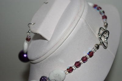 +MBAHB #013-165  "One Of A Kind Purple & White Bead Necklace & Earring Set"