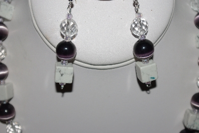 +MBAHB #013-078  "One Of A Kind Purple & White Bead Necklace & Earring Set"