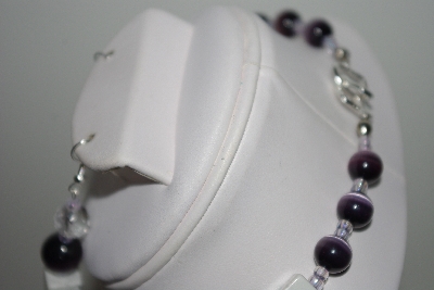 +MBAHB #013-078  "One Of A Kind Purple & White Bead Necklace & Earring Set"