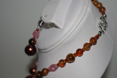 +MBAHB #013-155  "One Of A Kind Brown  Bead & Tiger Eye Necklace & Earring Set"