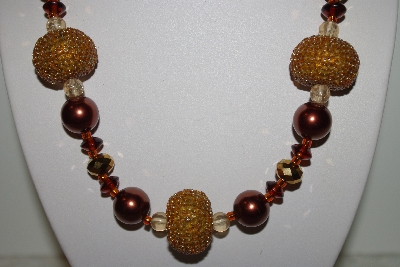 +MBAHB #013-130  "One Of A Kind Brown Bead Necklace & Earring Set"