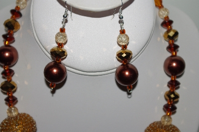 +MBAHB #013-130  "One Of A Kind Brown Bead Necklace & Earring Set"