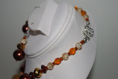 +MBAHB #013-130  "One Of A Kind Brown Bead Necklace & Earring Set"
