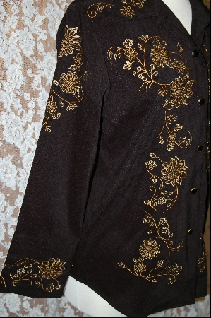 +MBA #8030  "Victor Costa Black Embroidered Moleskin Shirt