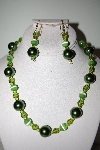 +MBAHB #013-027  "One Of A Kind Green Bead Necklace & Earring Set"
