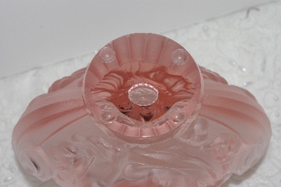 +MBAMG #24-013  "Large Beautiful Pink Frosted Glass Cherub Perfume Bottle With Stopper"