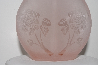 +MBAMG #24-030  "Pink Satin Glass Rose Pattern Perfume Bottle"