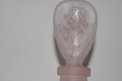 +MBAMG #24-030  "Pink Satin Glass Rose Pattern Perfume Bottle"