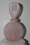 +MBAMG #24-030  "Pink Satin Glass Rose Pattern Perfume Bottle"