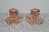 +MBAMG #24-022  "Fancy Small Pink Glass Candle Holders"