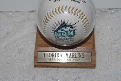 +MBAMG #003-130  "1993 Florida Marlins Inaugurala Fotoball With Display Case"