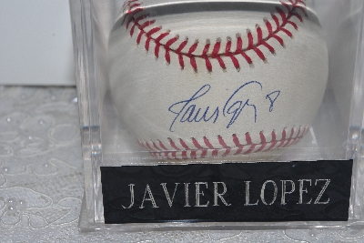 +MBAMG #003-119  "1990's Javier Lopez Autographed Baseball With Storage Cube"