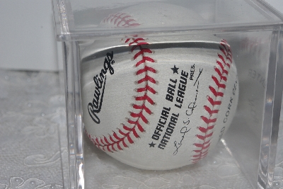 +MBAMG #090  "1990's Autographed   "Marquis Grissom" Baseball In Acrylic Cube"