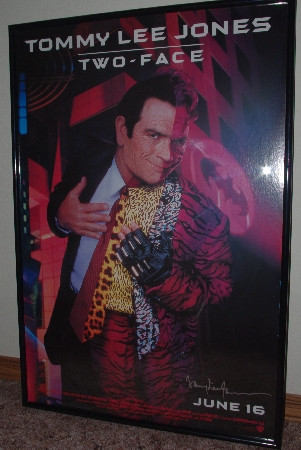 +MBAMG #003-062   "1995 "Tommy Lee Jones" Autographed Batman Forever One Sheet Framed Poster"