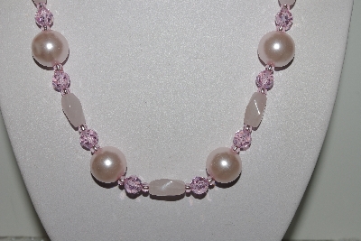 +MBAMG #018-084  "Fancy Pink Bead Necklace & Earring Set"