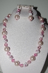 +MBAMG #018-099  "One Of A Kind Pink Bead Necklace & Earring Set"