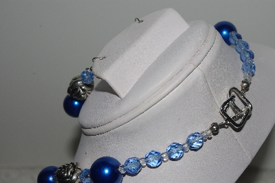 +MBAMG #018-044  "One Of A Kind Turquoise Blue Bead Necklace & Earring Set"
