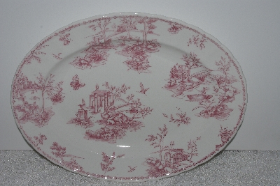 +MBAMG #019-041   "Queens China Pink Chelsea Toile  Oval Serving Platter"