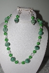 +MBAMG #019-214  "One Of A Kind Gren Turquoise,Pearl & Crystal Bead Necklace & Earring Set"
