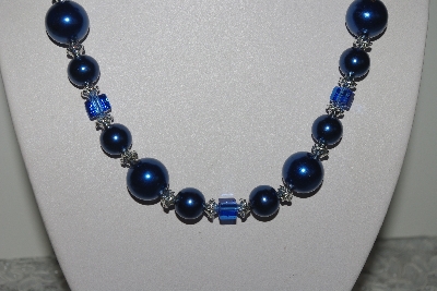 +MBAMG #019-187  "One Of A Kind Blue Bead Necklace & Earring Set"