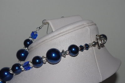 +MBAMG #019-187  "One Of A Kind Blue Bead Necklace & Earring Set"