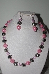 +MBAMG #019-250  "One Of A Kind Pink Bead Necklace & Earring Set"