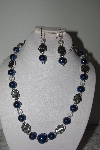 +MBAMG #019-191  "One Of A Kind Blue & Clear Bead Necklace & Earring Set"