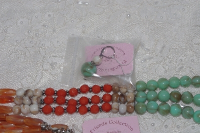 +MBAMG #T06-214   "Garold Miller Multi Color  Triple Strand Acrylic Bead Necklace & Earring Set"
