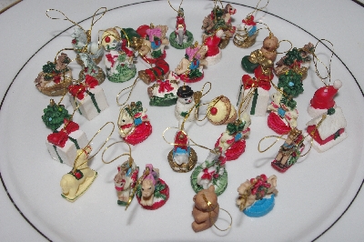 +MBAMG #T06-013  "1980's Set Of 36 Miniature Resin Christmas Ornaments"