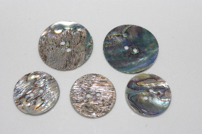 **MBAMG #T06-034  "1980's Set Of 5  Abalone Buttons"