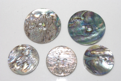 **MBAMG #T06-034  "1980's Set Of 5  Abalone Buttons"