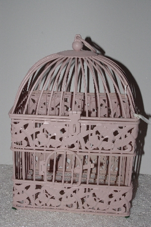 +MBAMG #T0-037  "Fancy Dragonfly & Butterfly Pink Metal Birdcage"