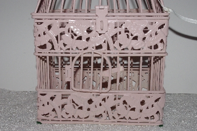 +MBAMG #T0-037  "Fancy Dragonfly & Butterfly Pink Metal Birdcage"