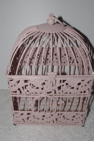 +MBAMG #T0-037  "Fancy Dragonfly & Butterfly Pink Metal Birdcage"