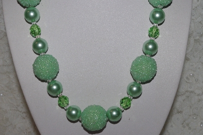 +MBAHB #24-053  "One Of A Kind Green Bead Necklace & Earring Set"