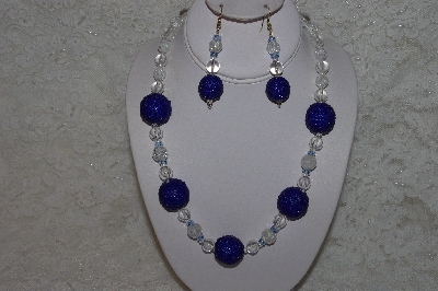 +MBAHB #24-113  "One Of A Kind Blue & Clear Bead Necklace & Earring Set"