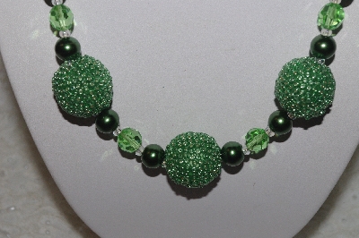 +MBAHB #24-118  "One OF A Kind Green Bead Necklace & Earring Set"