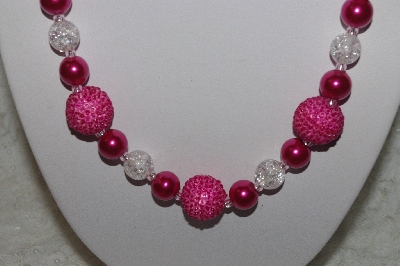 +MBAHB #24-163  "One Of A Kind Clear & Pink Bead Necklace & Earring Set"