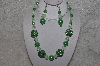 +MBAHB #24-158  "One Of A Kind Green & Clear Bead Necklace & Earring Set"