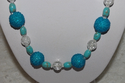 +MBAHB #24-128  "One Of A Kind Blue & Clear Bead Necklace & Earring Set"